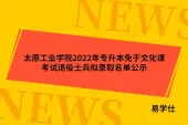 太原工业学院2022年专升本免于文化课考试退役士兵拟录取名单公示