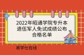 2022年昭通学院专升本退伍军人免试成绩公布_合格名单