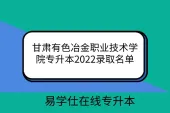 甘肃有色冶金职业技术学院专升本2022录取名单