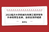 2022临沂大学机械与车辆工程学院专升本校荐生名单，含综合测评成绩