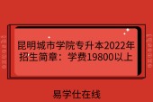 昆明城市学院专升本2022年招生简章：学费19800以上