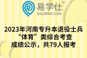 2023年河南专升本退役士兵“体育”类综合考查成绩公示，共79人报考