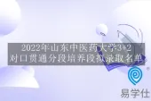2022年山东中医药大学3+2对口贯通分段培养段拟录取名单公示
