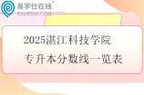 2025湛江科技学院专升本分数线一览表
