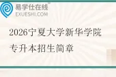 2026宁夏大学新华学院专升本招生简章