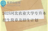 2025河北农业大学专升本招生简章及招生计划