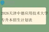 2026天津中德应用技术大学专升本招生计划表