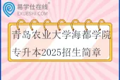 青岛农业大学海都学院专升本2025招生简章、招生计划