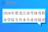 2026年黑龙江冰雪体育职业学院专升本专业对接表