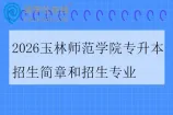 2026玉林师范学院专升本招生简章和招生专业