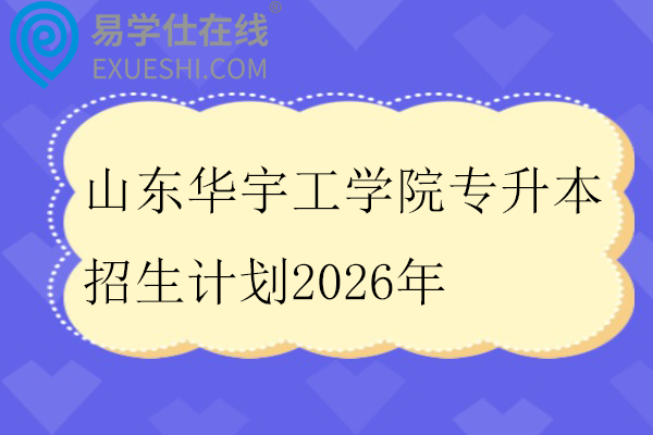 山东华宇工学院专升本招生计划2026年