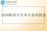 2026陕西专升本专业对照表